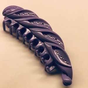 Purple crystal rhinestone vintage banana hair clip unicorn horn vintage nOS